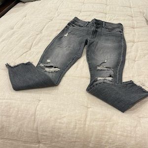 Mother jeans size 26 stunner zip ankle step fray color unstitched in the dark
